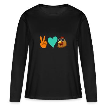 Poules Poule - T-shirt manches longues Premium bio Femme - noir - Devant - Julia (174cm)