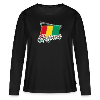 Guinée - T-shirt manches longues Premium bio Femme - noir - Devant - Julia (174cm)