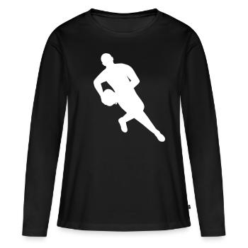 Le rugby en mouvement - T-shirt manches longues Premium bio Femme - noir - Devant - Julia (174cm)