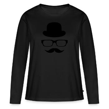 Gesicht - Frauen Premium Bio Langarmshirt - Schwarz - Vorne - Julia (174cm)