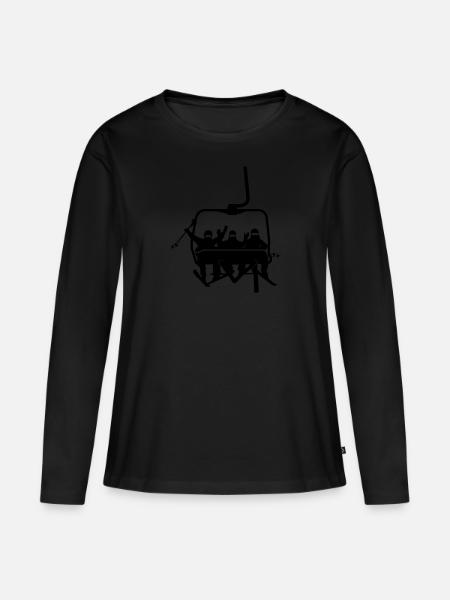 Winter - Skifahrer Sessellift - Frauen Premium Bio Langarmshirt -