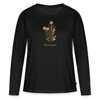 art rain flowers motivation woman gift idea mother - Women's Premium Organic Long Sleeve Shirt - black - Front - Julia (174cm)
