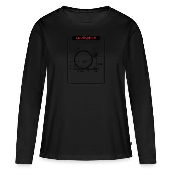Audiophile Haut de gamme HiFi Turntable Musique Tshirt - T-shirt manches longues Premium bio Femme - noir - Devant - Julia (174cm)