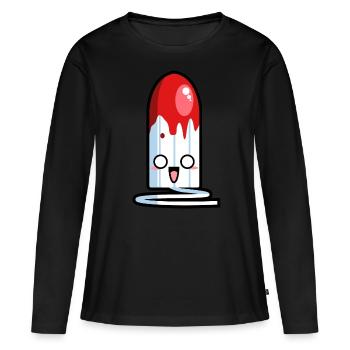 Kawaii Tampon Fella - T-shirt manches longues Premium bio Femme - noir - Devant - Julia (174cm)