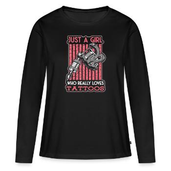Tatouage tatouage studio - T-shirt manches longues Premium bio Femme - noir - Devant - Julia (174cm)