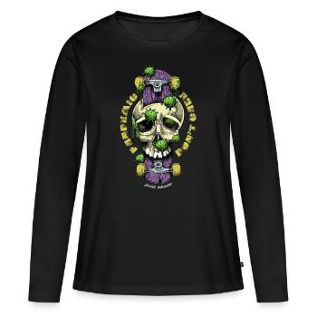 Planche à roulettes pandémique Covid - T-shirt manches longues Premium bio Femme - noir - Devant - Julia (174cm)