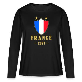 France France Football - T-shirt manches longues Premium bio Femme - noir - Devant - Julia (174cm)