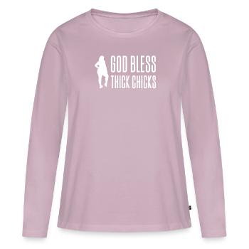 God Bless Fat Women - Women's Premium Organic Long Sleeve Shirt - dusky pink - Front - Julia (174cm)
