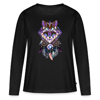 Loup attrape-rêves - T-shirt manches longues Premium bio Femme - noir - Devant - Julia (174cm)