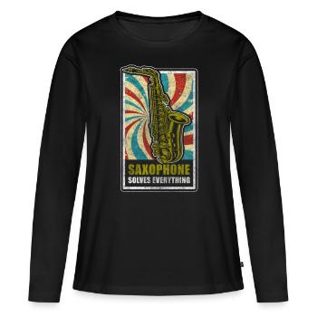 Musiker Musikschule Blaskapelle Konzert - Frauen Premium Bio Langarmshirt - Schwarz - Vorne - Julia (174cm)