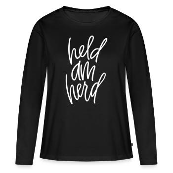 Held am Herd - Frauen Premium Bio Langarmshirt - Schwarz - Vorne - Julia (174cm)