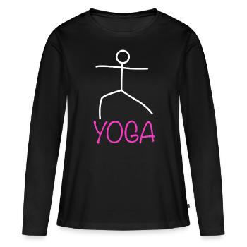 Yoga Figure - T-shirt manches longues Premium bio Femme - noir - Devant - Julia (174cm)