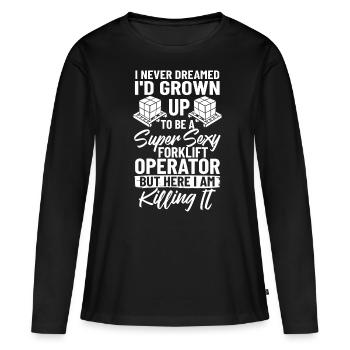 Conducteur de chariot élévateur Élévateur - T-shirt manches longues Premium bio Femme - noir - Devant - Julia (174cm)