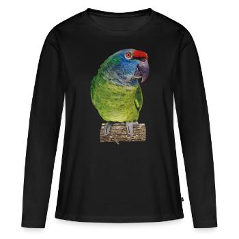 L’amazone à dos rouge - T-shirt manches longues Premium bio Femme - noir - Devant - Julia (174cm)