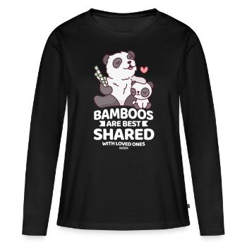 Panda mère panda bébé panda amant bambou - T-shirt manches longues Premium bio Femme - noir - Devant - Julia (174cm)