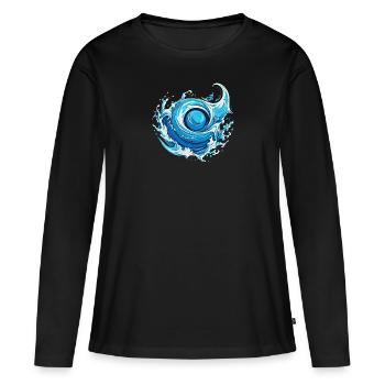 Eau élémentaire - T-shirt manches longues Premium bio Femme - noir - Devant - Julia (174cm)