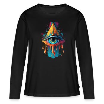 All-Seeing Eye Illustration - Women's Premium Organic Long Sleeve Shirt - black - Front - Julia (174cm)