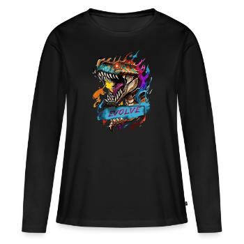 Roaring Evolution - Women's Premium Organic Long Sleeve Shirt - black - Front - Julia (174cm)