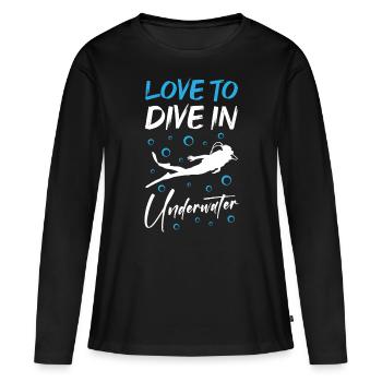 Love To Dive In Underwater Scuba Diving - Frauen Premium Bio Langarmshirt - Schwarz - Vorne - Julia (174cm)