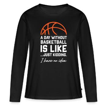 Une journée sans basket - T-shirt manches longues Premium bio Femme - noir - Devant - Julia (174cm)