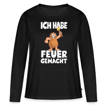 Ich hab Feuer gemacht für alle Männer - Frauen Premium Bio Langarmshirt - Schwarz - Vorne - Julia (174cm)