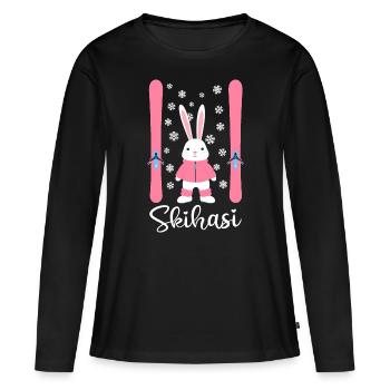 Skihasi Skihase Skiurlaub Wintersport Hase Schnee - Frauen Premium Bio Langarmshirt - Schwarz - Vorne - Julia (174cm)