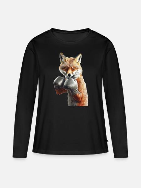 Fuchs - Frauen Premium Bio Langarmshirt - Schwarz