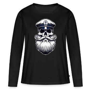 Capitaine Hambourg St Pauli Crâne de la ville hanséatique - T-shirt manches longues Premium bio Femme - noir - Devant - Julia (174cm)