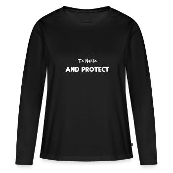 Pour allaiter et protéger - Infirmière - T-shirt manches longues Premium bio Femme - noir - Devant - Julia (174cm)