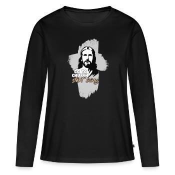 Gehe in die Kirche... Jesus Christus. Pfarrer - Frauen Premium Bio Langarmshirt - Schwarz - Vorne - Julia (174cm)