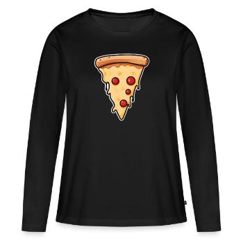 Pepperoni fondant - T-shirt manches longues Premium bio Femme - noir - Devant - Julia (174cm)