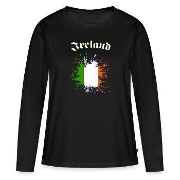 Ireland Splash - Frauen Premium Bio Langarmshirt - Schwarz - Vorne - Julia (174cm)