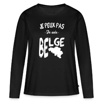 Je peux pas je suis Belge - T-shirt manches longues Premium bio Femme - noir - Devant - Julia (174cm)