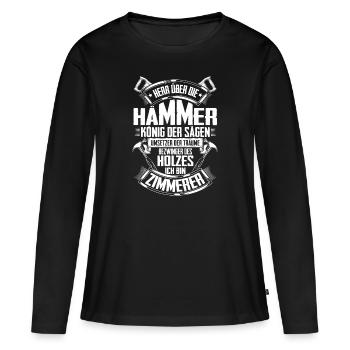 Zimmerer/Zimmermann/Zimmerei/Zimmerfrau/Zimmern - Frauen Premium Bio Langarmshirt - Schwarz - Vorne - Julia (174cm)
