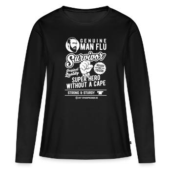 Homme Survivant de la grippe Super Héros sans cape - T-shirt manches longues Premium bio Femme - noir - Devant - Julia (174cm)