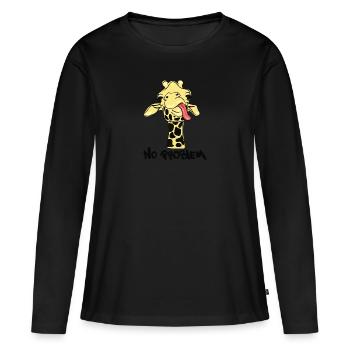 girafe, pas de problème - T-shirt manches longues Premium bio Femme - noir - Devant - Julia (174cm)