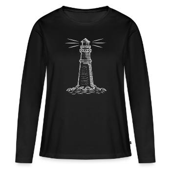 Phare de la mer du Nord de la mer Baltique côte nord - T-shirt manches longues Premium bio Femme - noir - Devant - Julia (174cm)