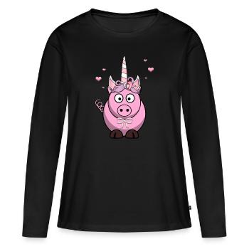 Unicorn piggy - Women's Premium Organic Long Sleeve Shirt - black - Front - Julia (174cm)