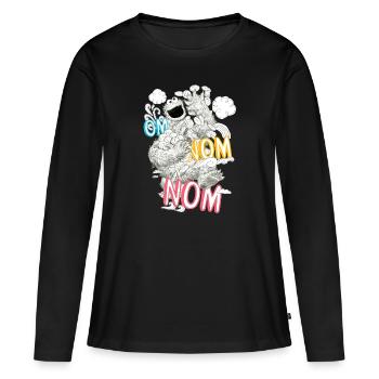 5 Rue Sésame Macaron Biscuit - T-shirt manches longues Premium bio Femme - noir - Devant - Julia (174cm)