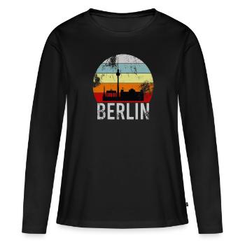BERLIN RETRO Vintage Design als Geschenk - Frauen Premium Bio Langarmshirt - Schwarz - Vorne - Julia (174cm)