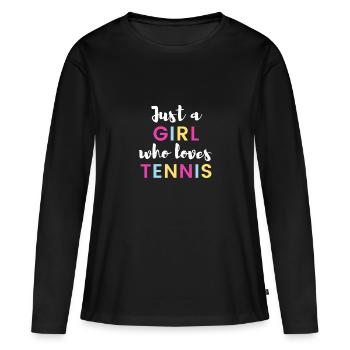 Juste une fille qui aime le tennis - T-shirt manches longues Premium bio Femme - noir - Devant - Julia (174cm)