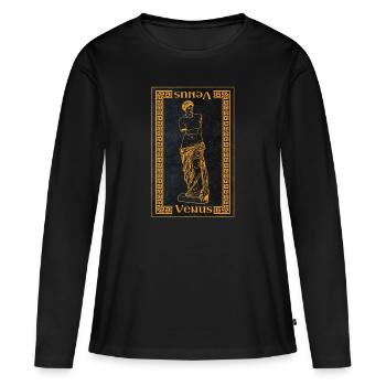 Vénus Déesse de l’Amour et de la Beauté Grec M - T-shirt manches longues Premium bio Femme - noir - Devant - Julia (174cm)