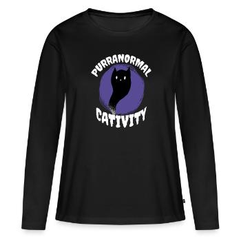 Halloween Cat Cats Humor Purranormal Cativity - Women's Premium Organic Long Sleeve Shirt - black - Front - Julia (174cm)