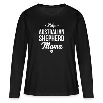 Stolze Australian Shepherd Mama - Aussie - Frauen Premium Bio Langarmshirt - Schwarz - Vorne - Julia (174cm)
