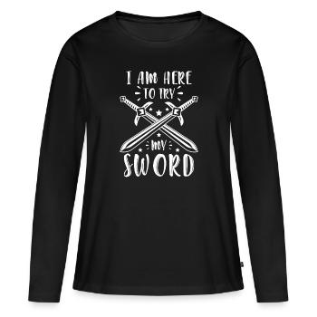 Sword Samurai Geek Duel - T-shirt manches longues Premium bio Femme - noir - Devant - Julia (174cm)