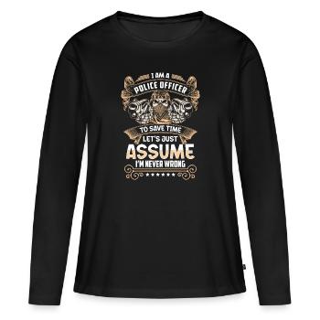 Polizist Dieb Kommissar - Frauen Premium Bio Langarmshirt - Schwarz - Vorne - Julia (174cm)