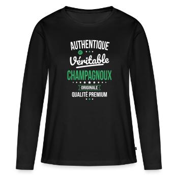 Authentique et véritable Champagnoux - Originale - T-shirt manches longues Premium bio Femme - noir - Devant - Julia (174cm)