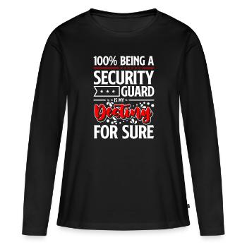 Profession d’agent de sécurité travail de service de sécurité - T-shirt manches longues Premium bio Femme - noir - Devant - Julia (174cm)