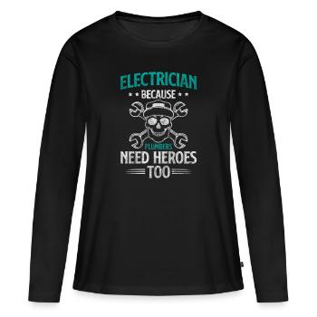 Electricité Hommes Watt Lightning - T-shirt manches longues Premium bio Femme - noir - Devant - Julia (174cm)