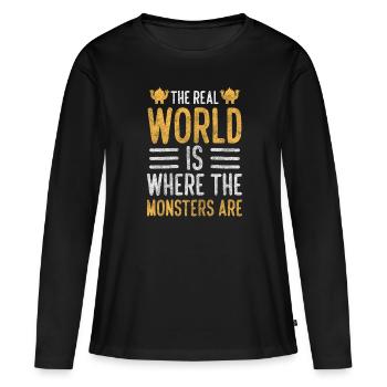 Déguisement de créature monstrueuse - T-shirt manches longues Premium bio Femme - noir - Devant - Julia (174cm)